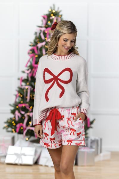 Holiday Bow Pajama Shorts
