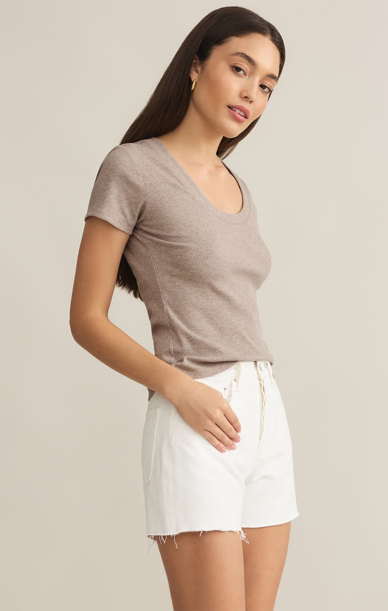 Z Supply Sirena Short Sleeve Tee-Taupe
