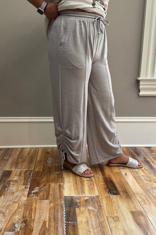 French Terry Knit Pants With Ruched Detail