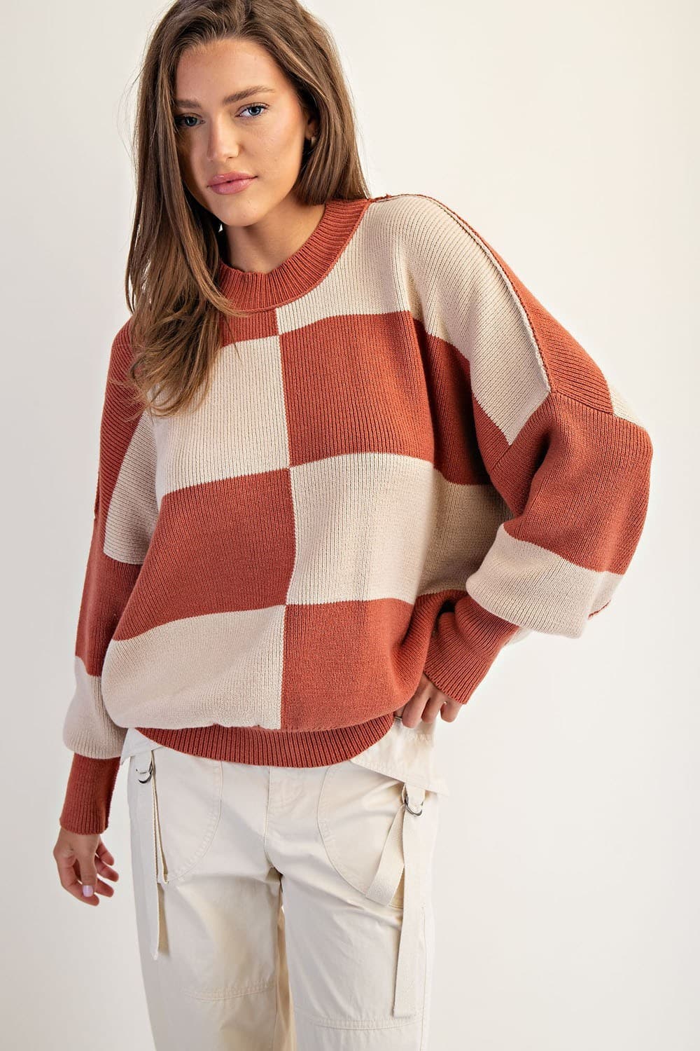 Cozy Escape Checkered Sweater