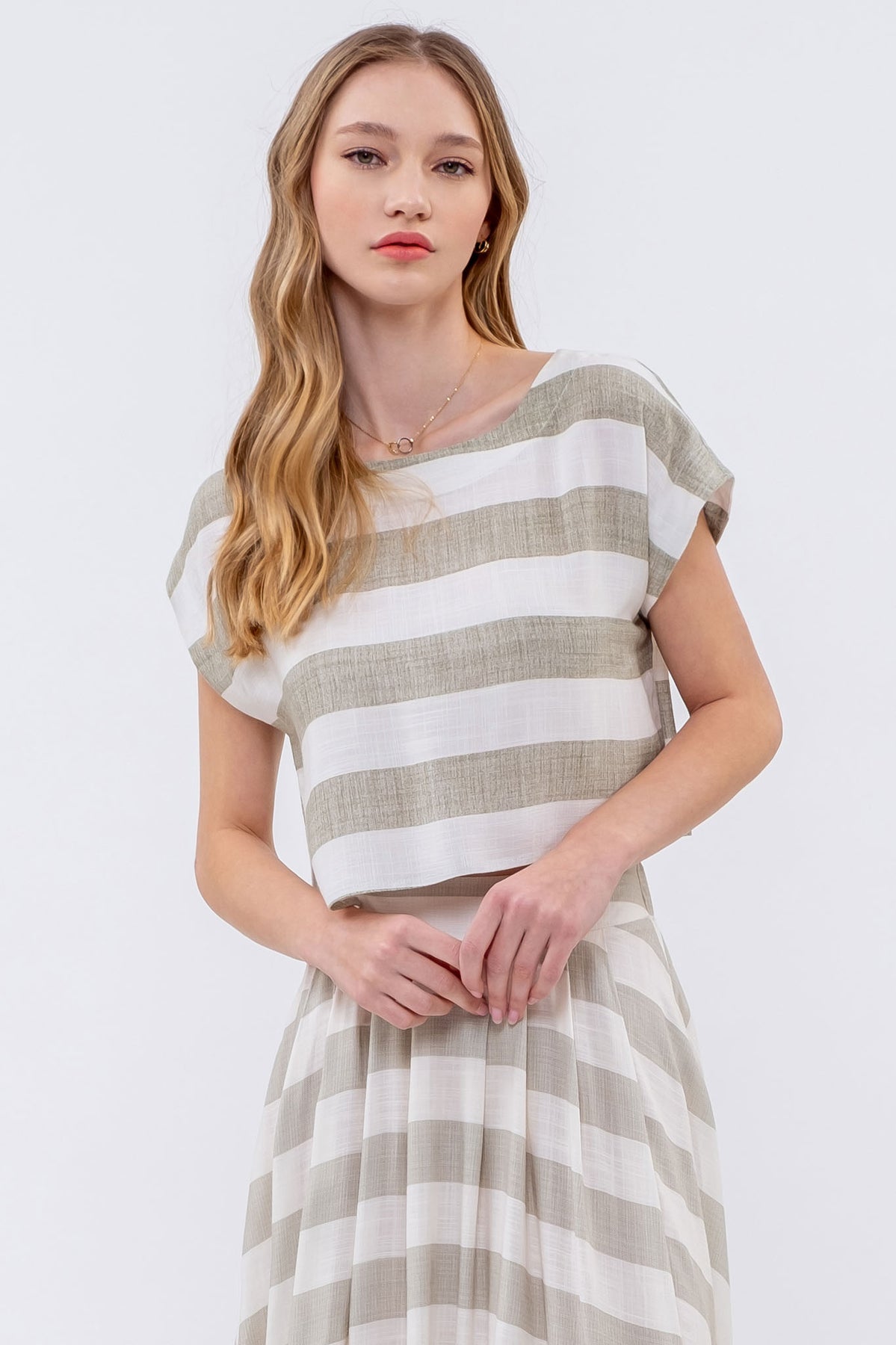 "Spring Fling" Wide Cropped Top- Sage