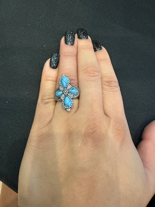 Opal Blue Long Fashion Ring