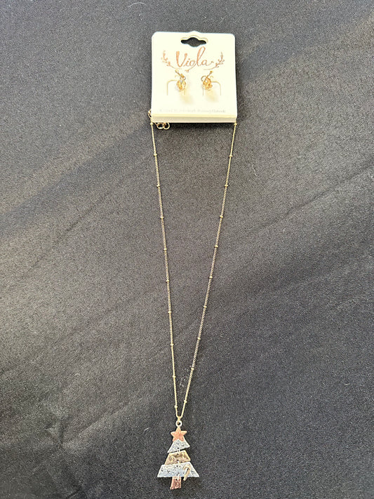 Christmas Tree Necklace in Burnt Tritone