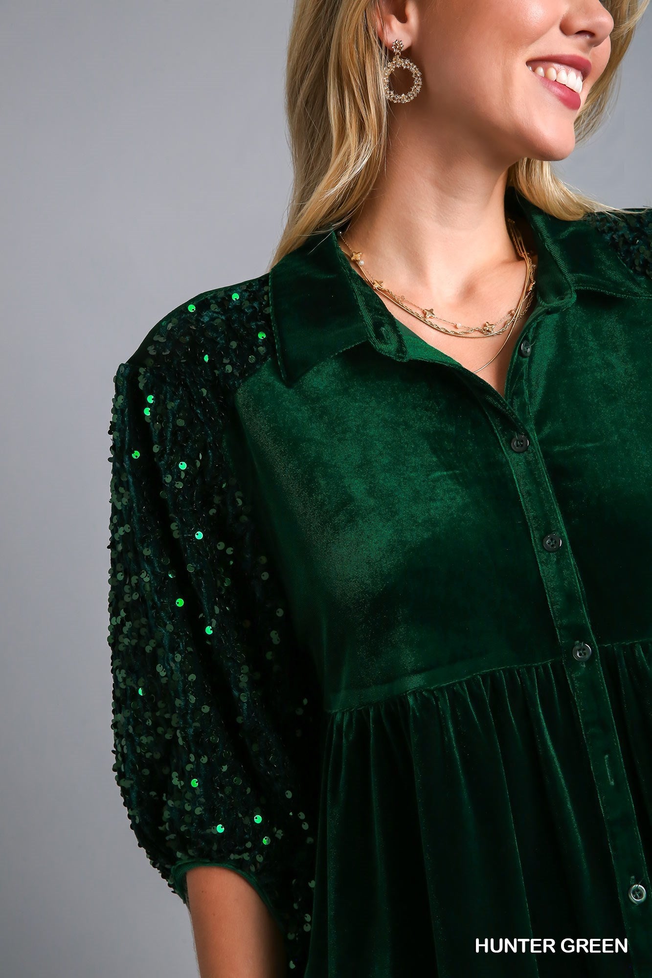 Velvet Sequins Tiered Tunic