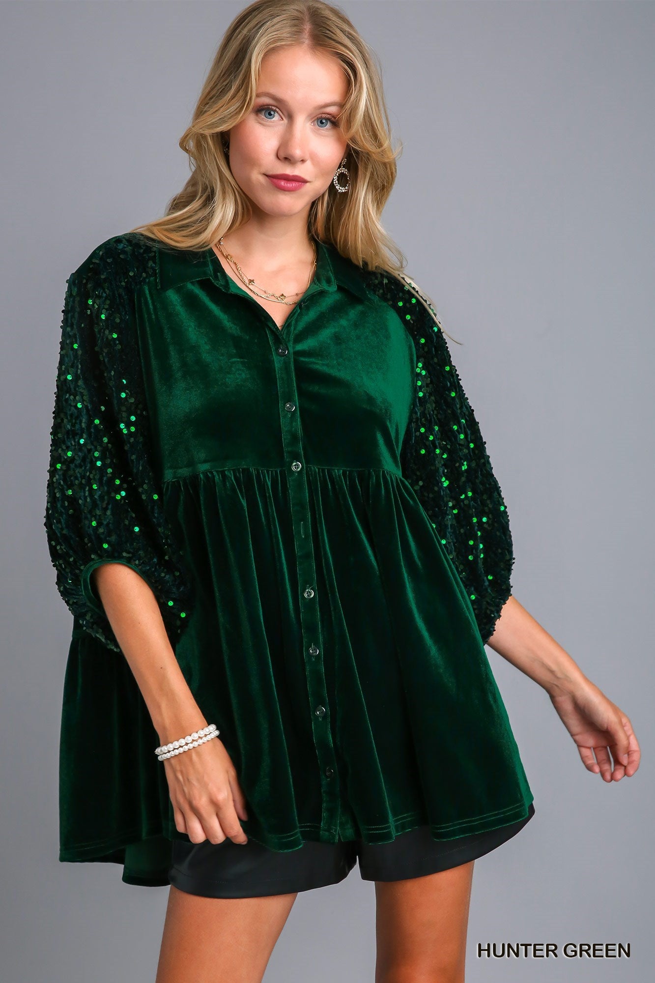 Velvet Sequins Tiered Tunic