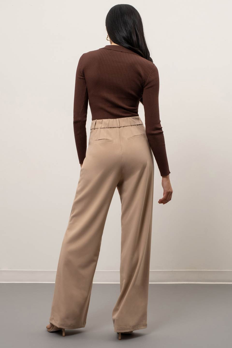 Wide Leg Trousers- Khaki