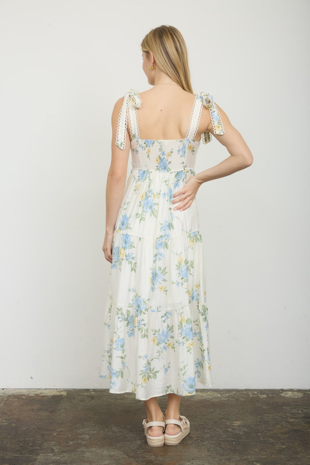 Tiered Floral Midi Dress