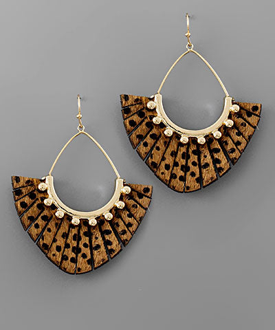 Animal Print Fan Earrings