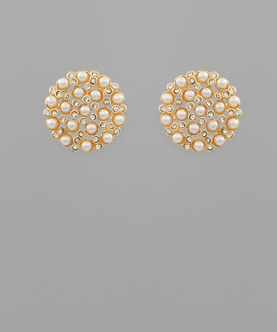 Poshture Finds Studded Pearl & Crystal Stud