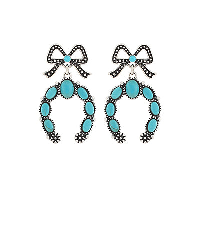 Teal Horseshoe Earring