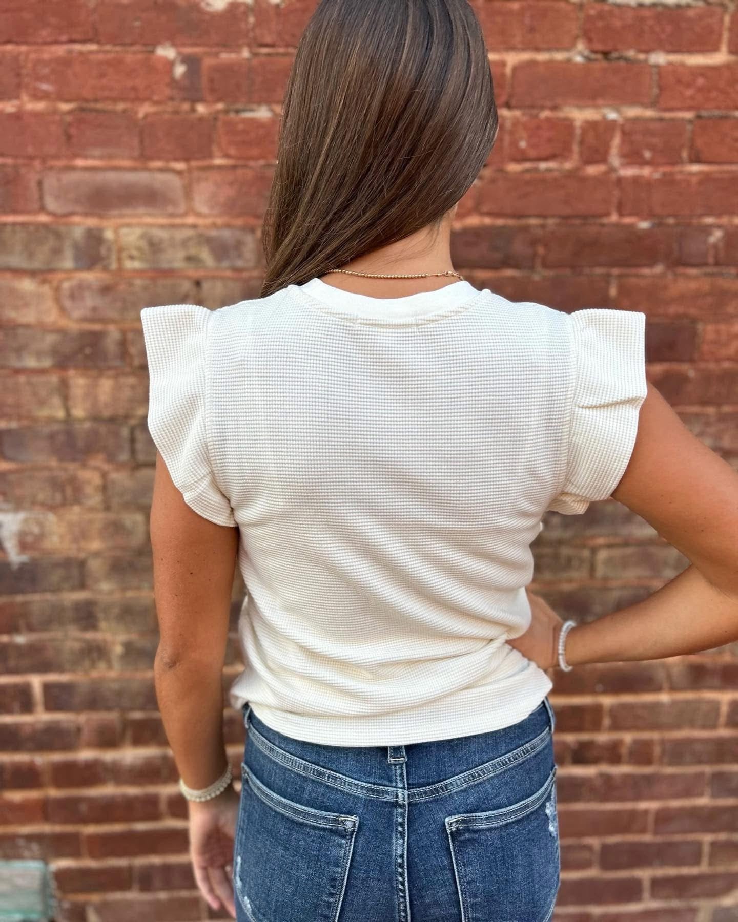 SWEET STUFF Ruffle Top - Cream