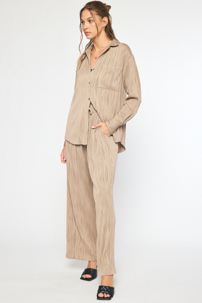 Viola High Waisted Textured Wide Leg