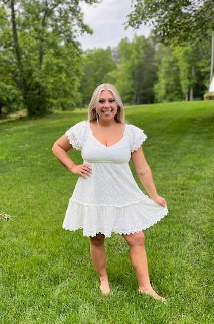 Blu Pepper® Dainty Ruffle Mini Dress - White