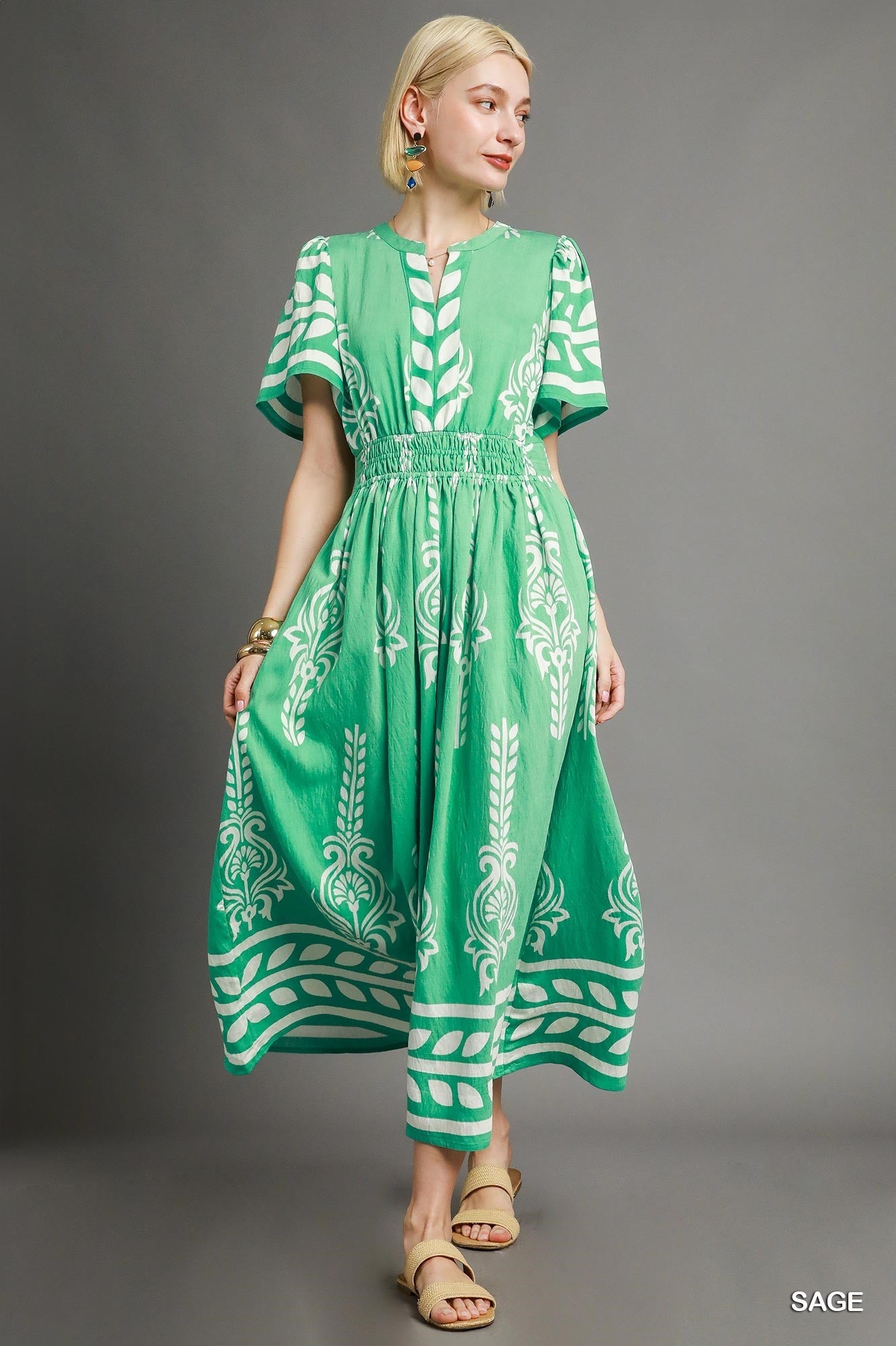 Umgee "Barcelona" Printed Maxi Dress