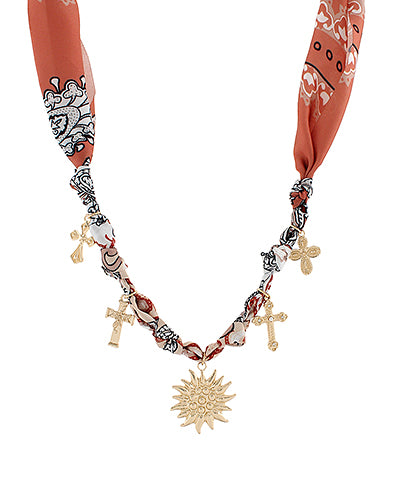 Sun Charm Scarf Necklace