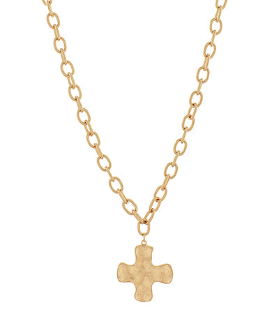 Hammered Cross Necklace