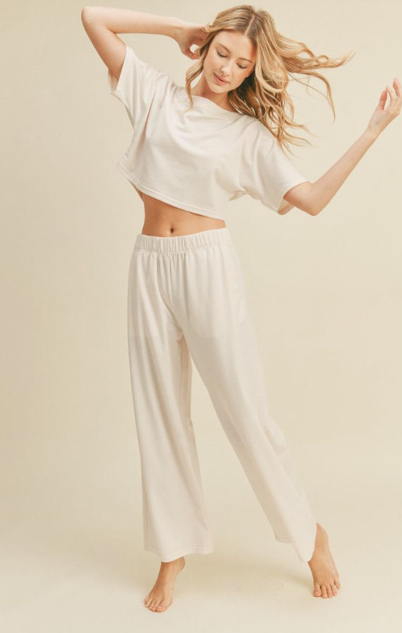 Cropped Boat Neck Top