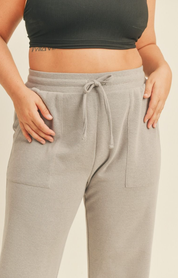 High Waisted Ribbed Wide Leg Lounge Pant