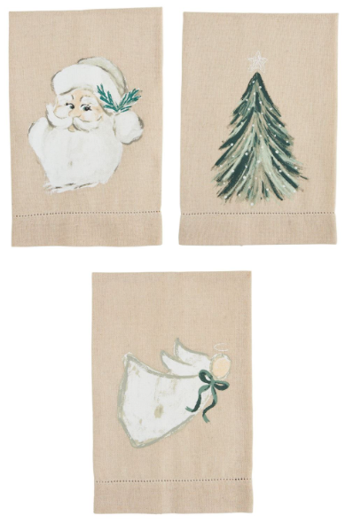White Christmas Painted Towels
