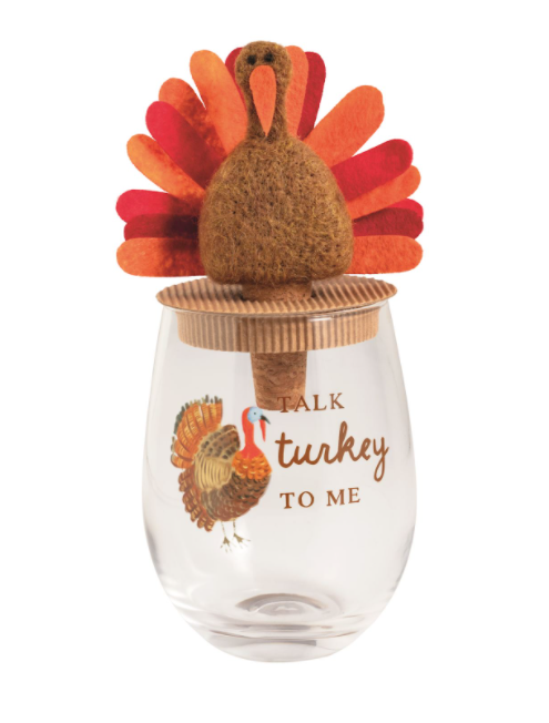 Thanksgiving Wine Glass & Stopper