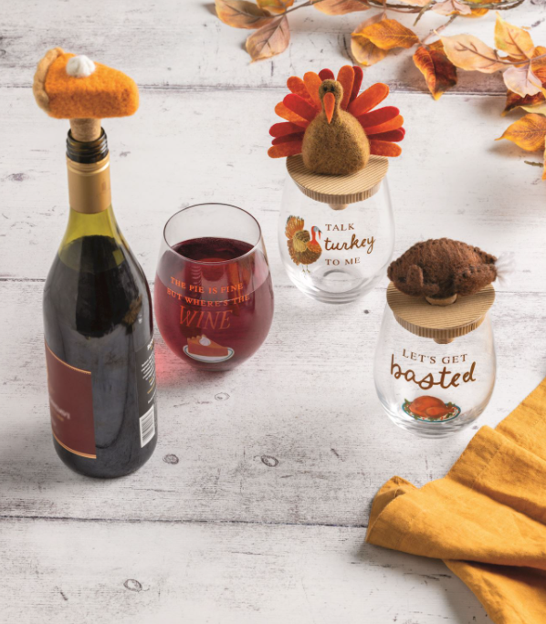 Thanksgiving Wine Glass & Stopper