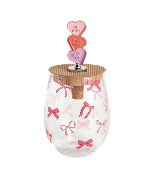 Valentine's Wine Glass and Stopper