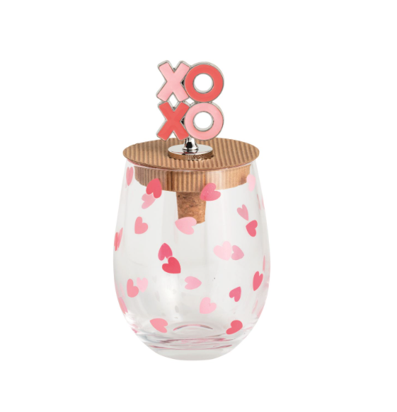 Valentine's Wine Glass and Stopper