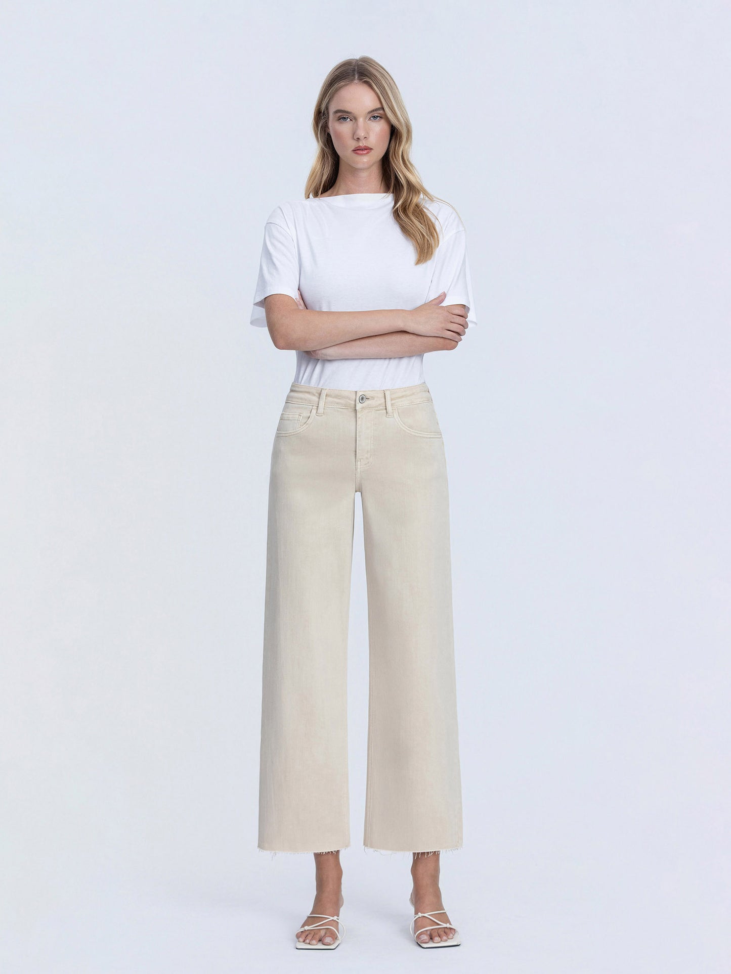 White Swan Crop Wide Leg