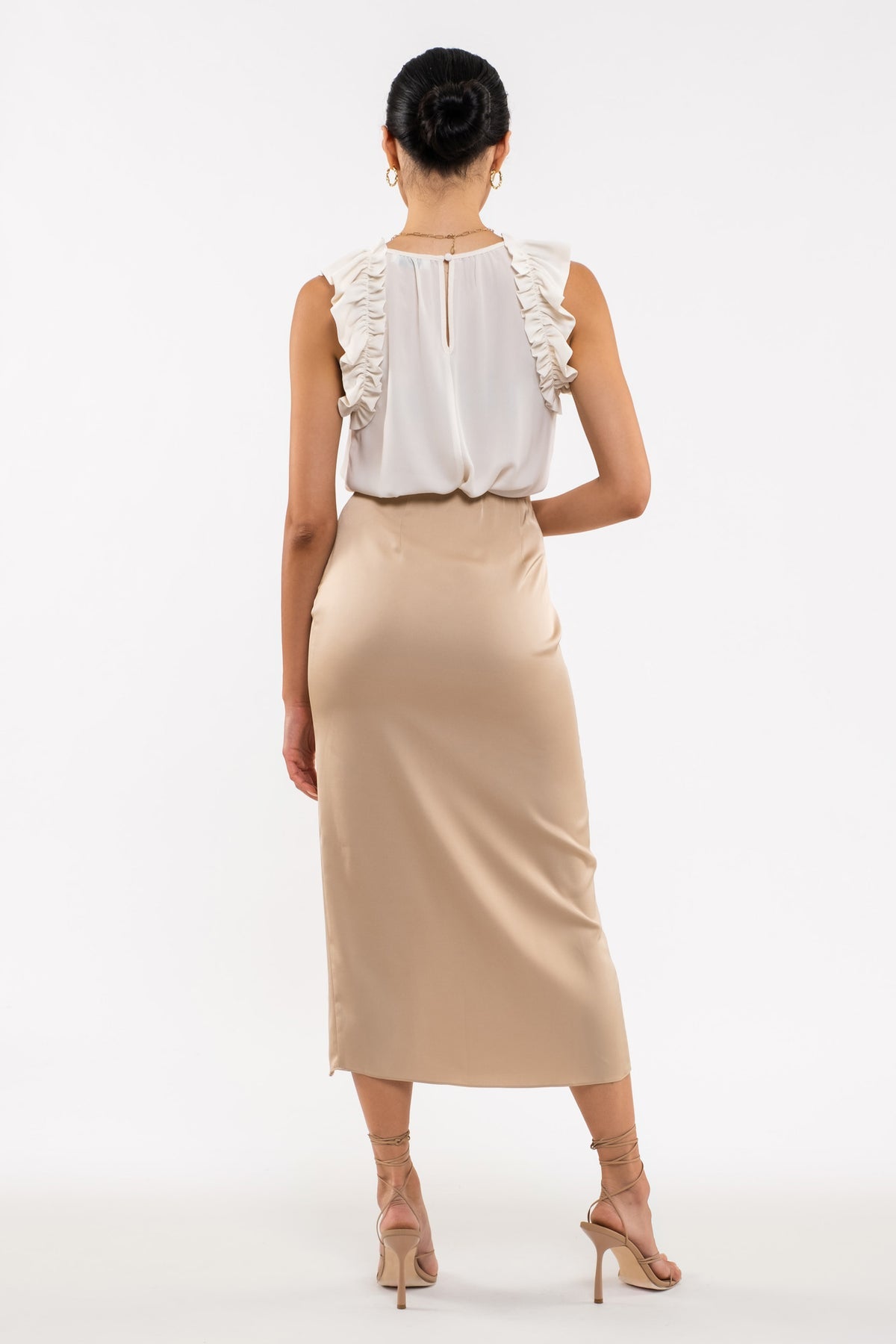 "Champagne Summer" Ruffle Sleeve Top- Champagne