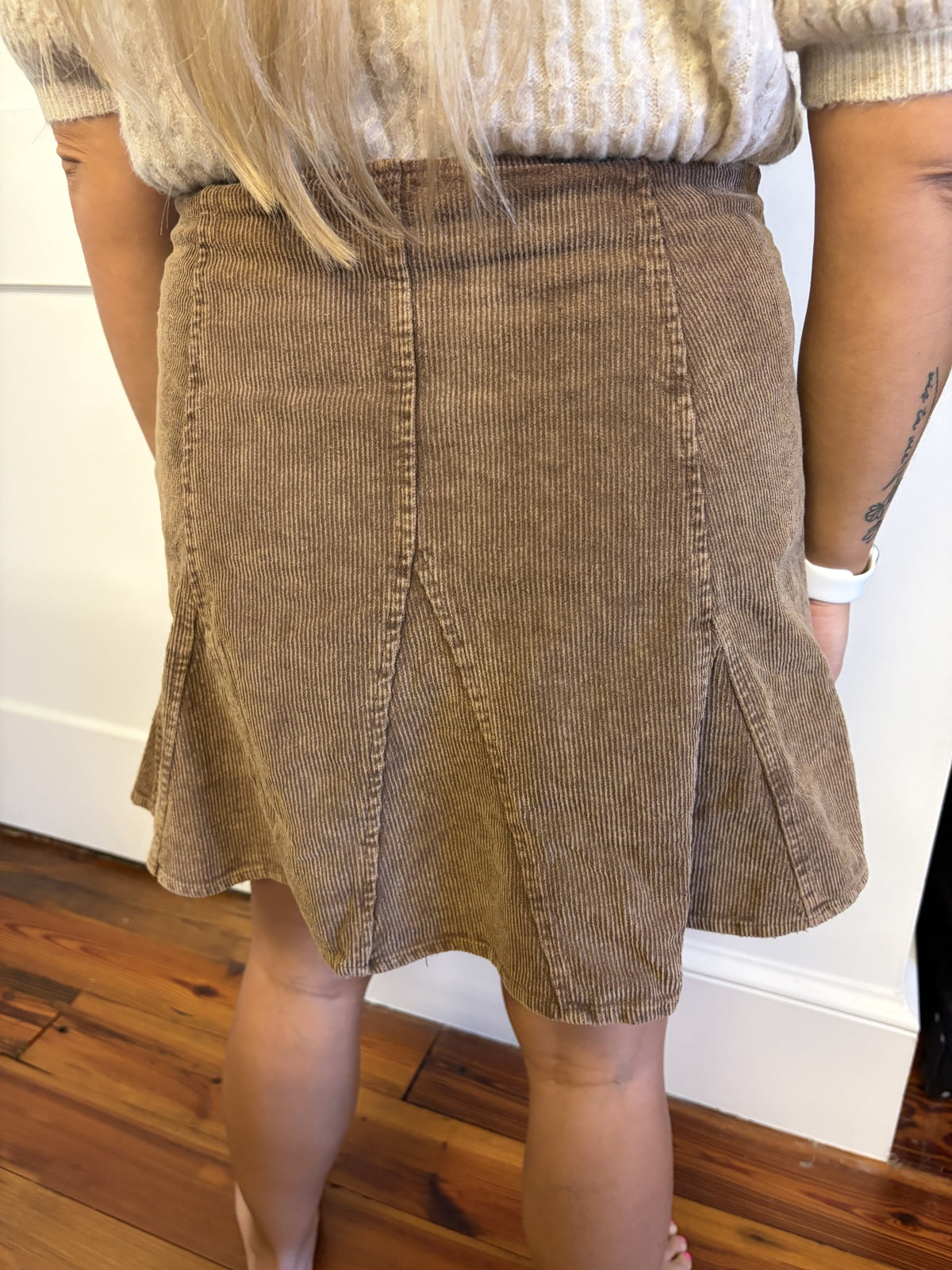 Washed Corduroy Flare Skirt