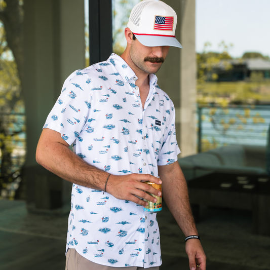 Burlebo Performance Button Up - Lake Weekend