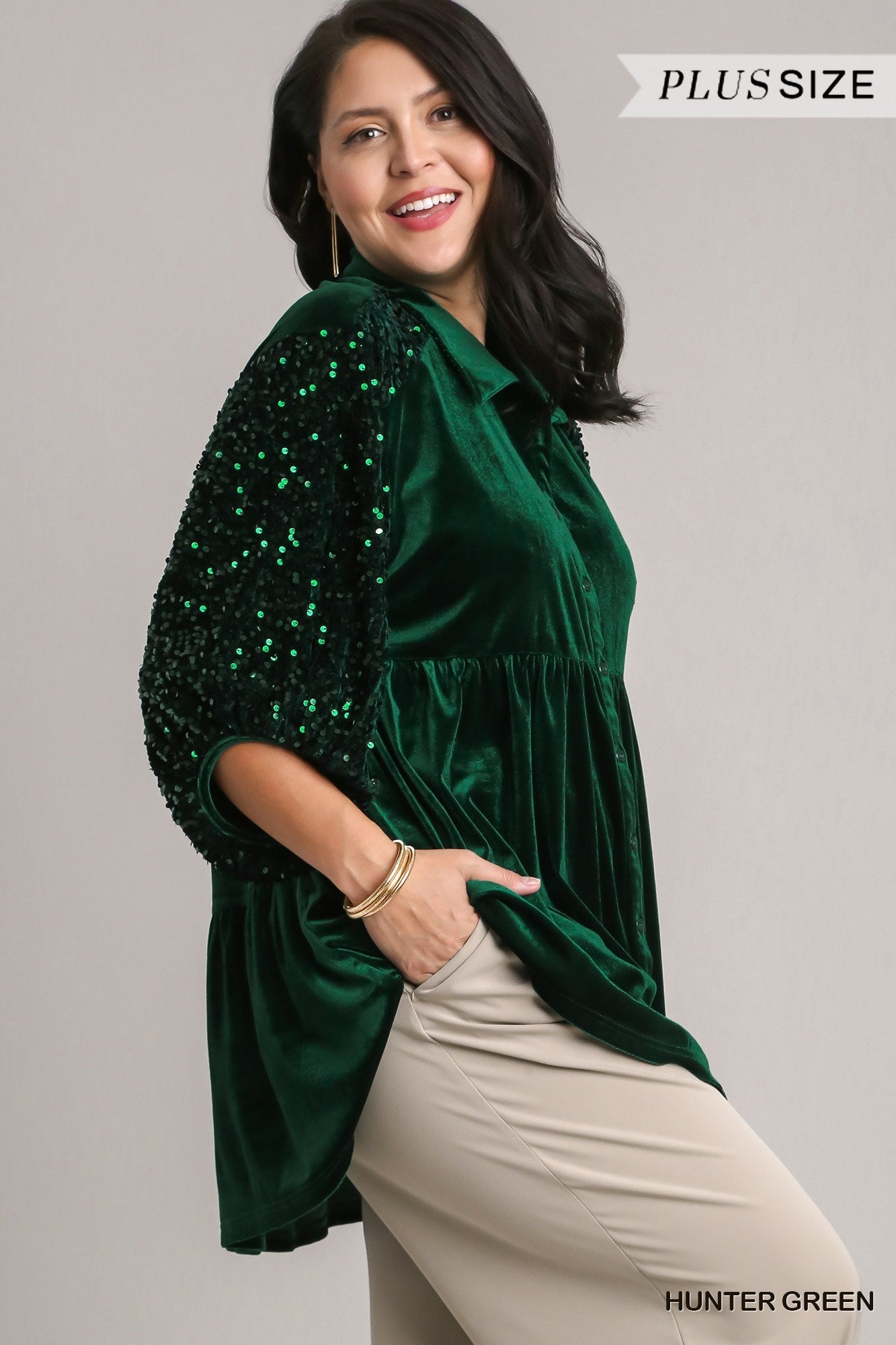 Velvet Sequins Tiered Tunic