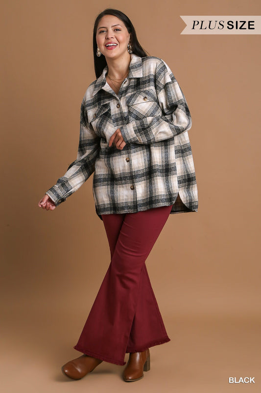 Contrast Plaid Jacket with Chest Pockets