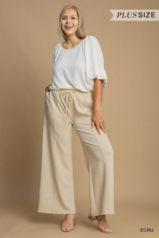 Umgee Luxeknit Sweatpants- Ecru