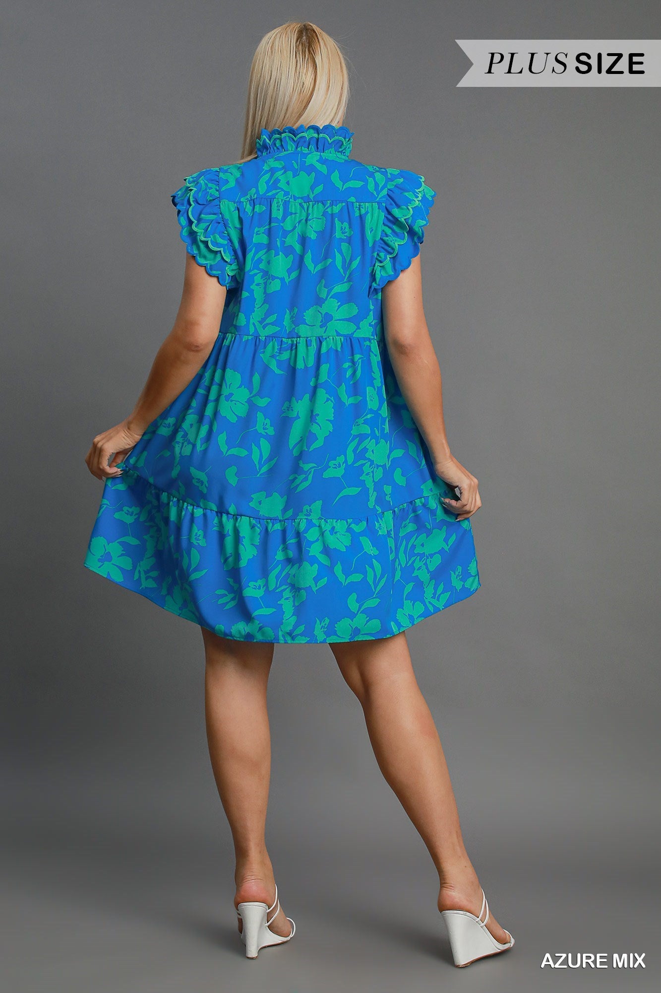 Umgee Two Tone Floral Print Midi Dress
