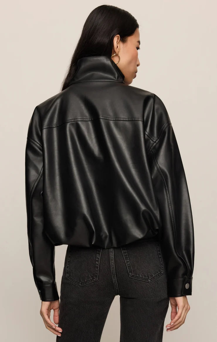 Corin Faux Leather Bomber Jacket