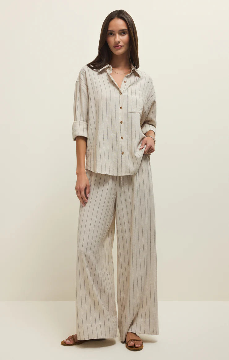 Henri Striped Wide Leg Linen Pant