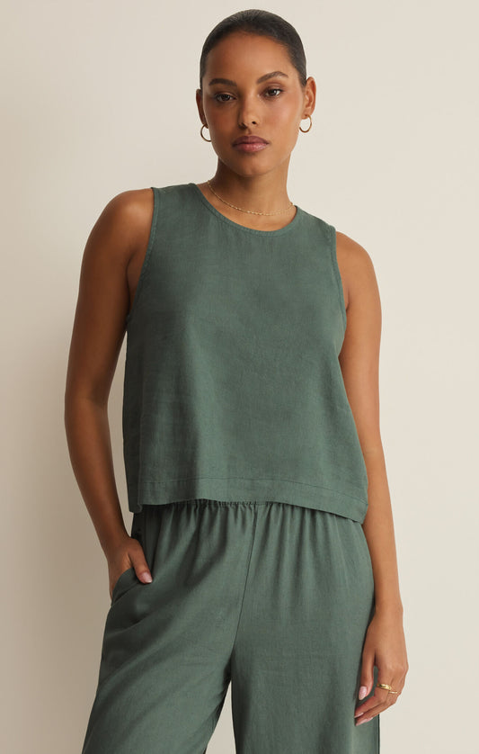 Sloane Linen Top Everglade
