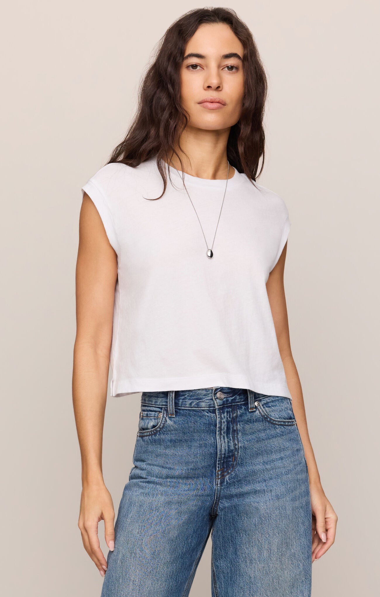 Flex Sleeveless Tee- White