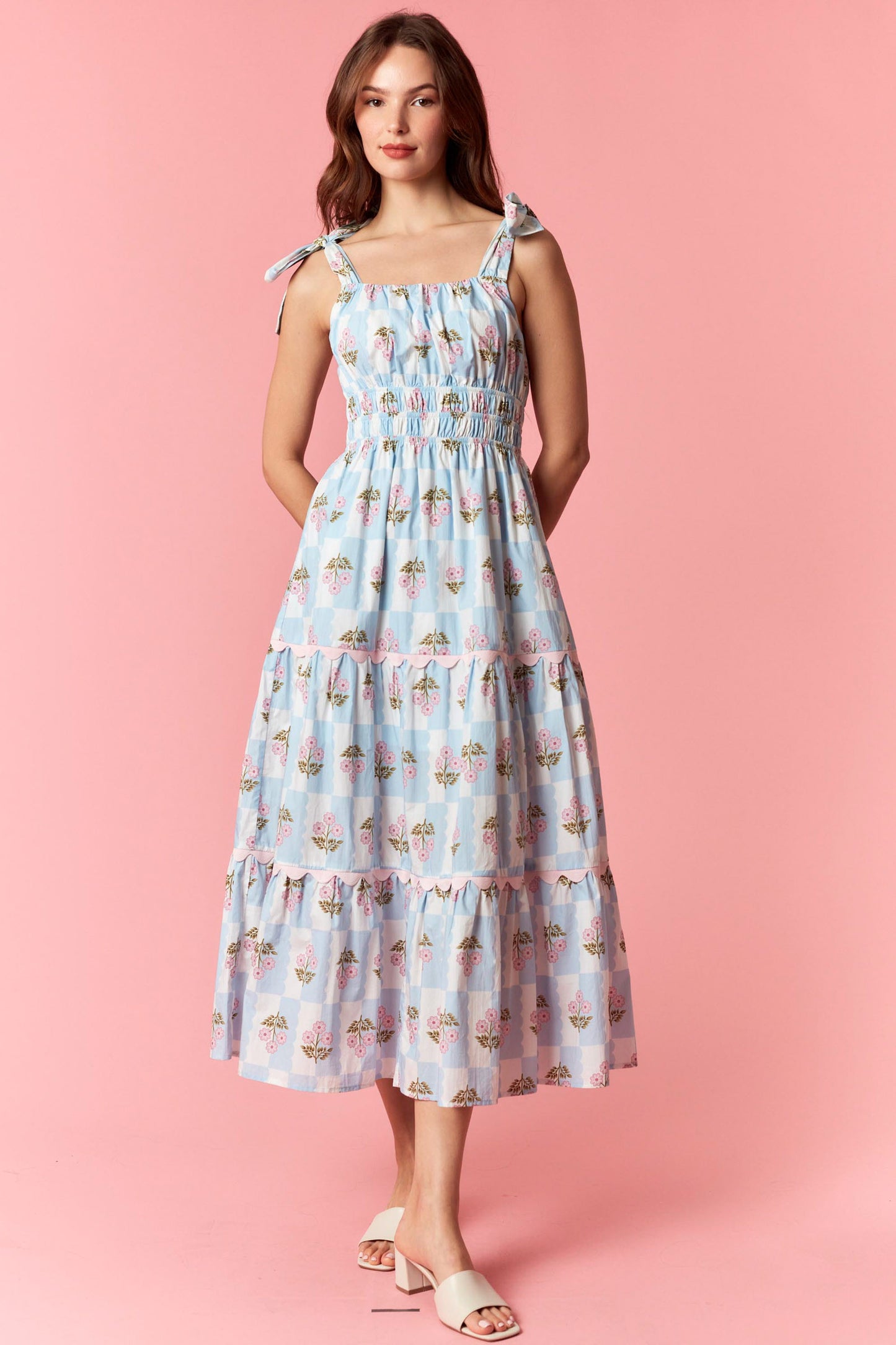 Charming Checkered Midi Dress