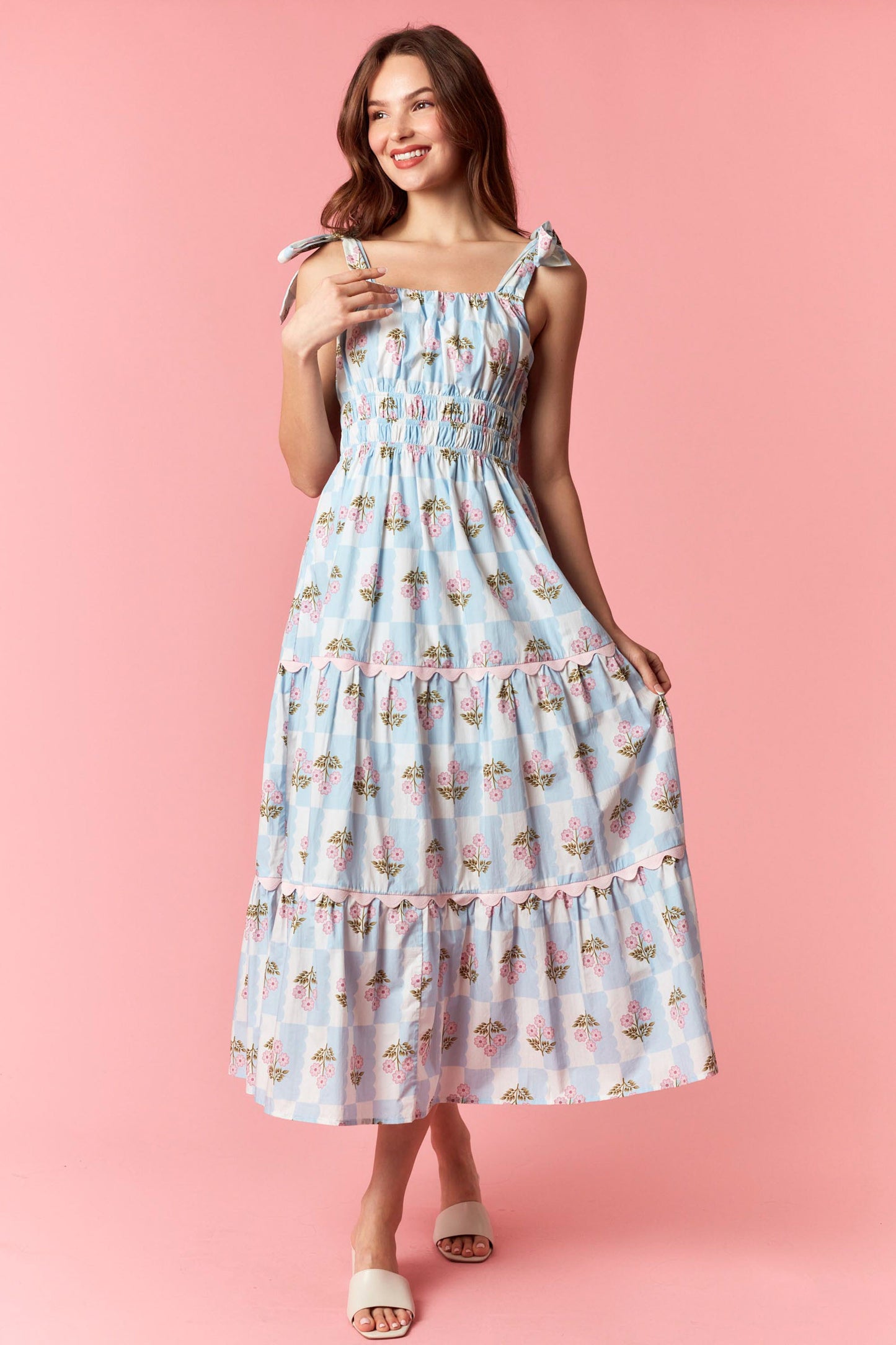Charming Checkered Midi Dress