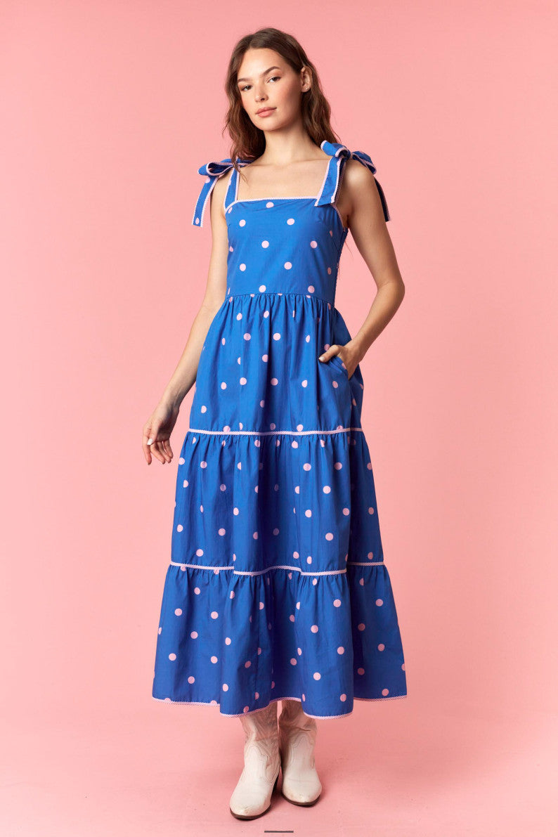Whimsical Polka Dot Maxi Dress