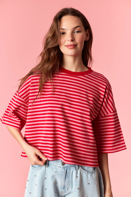 Pink Kiss Striped Top