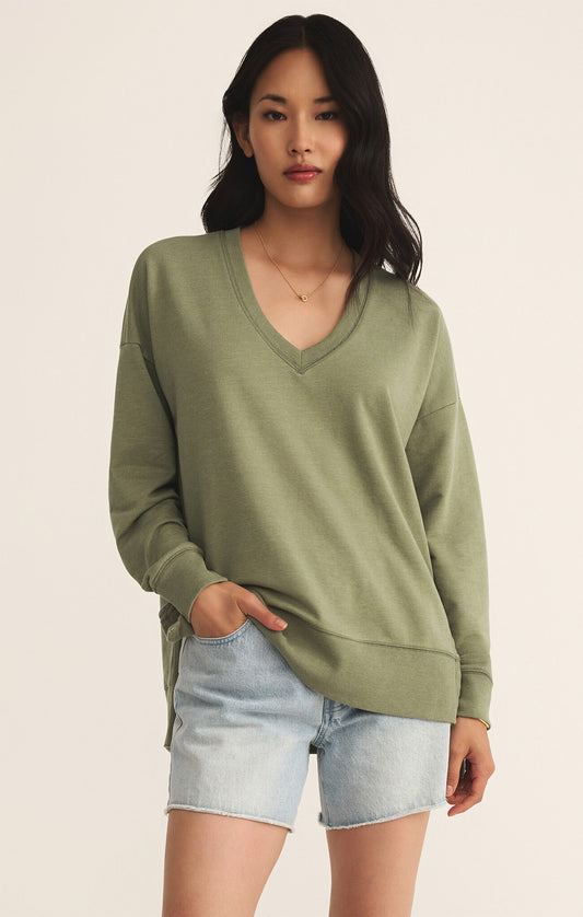 Z Supply WEEKENDER V-Neck Top- Avocado