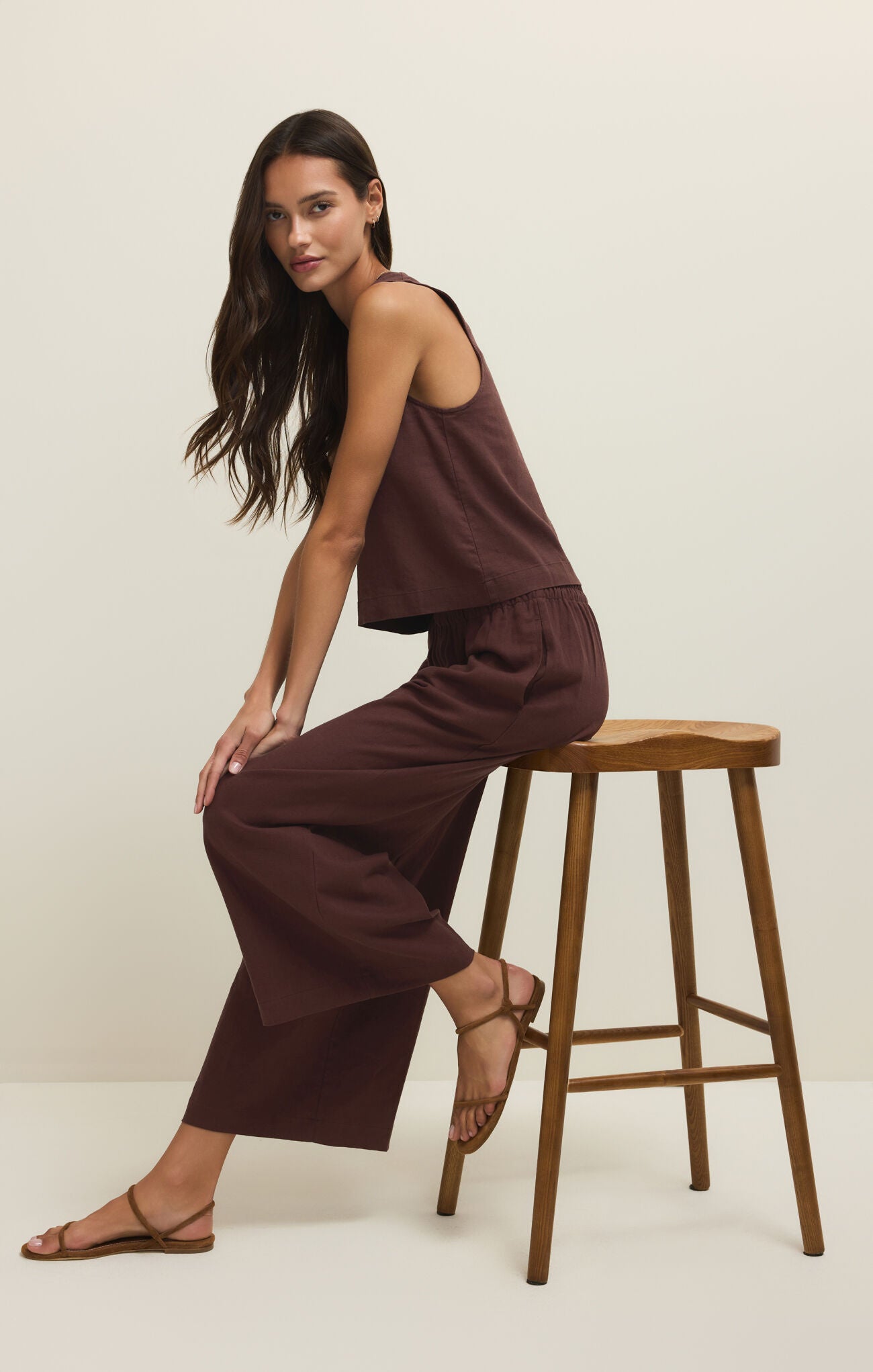 Sloane Linen Top Chocolate