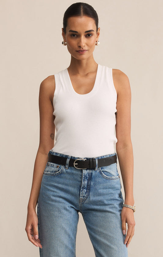 SIRENA Ribbed Tank - White