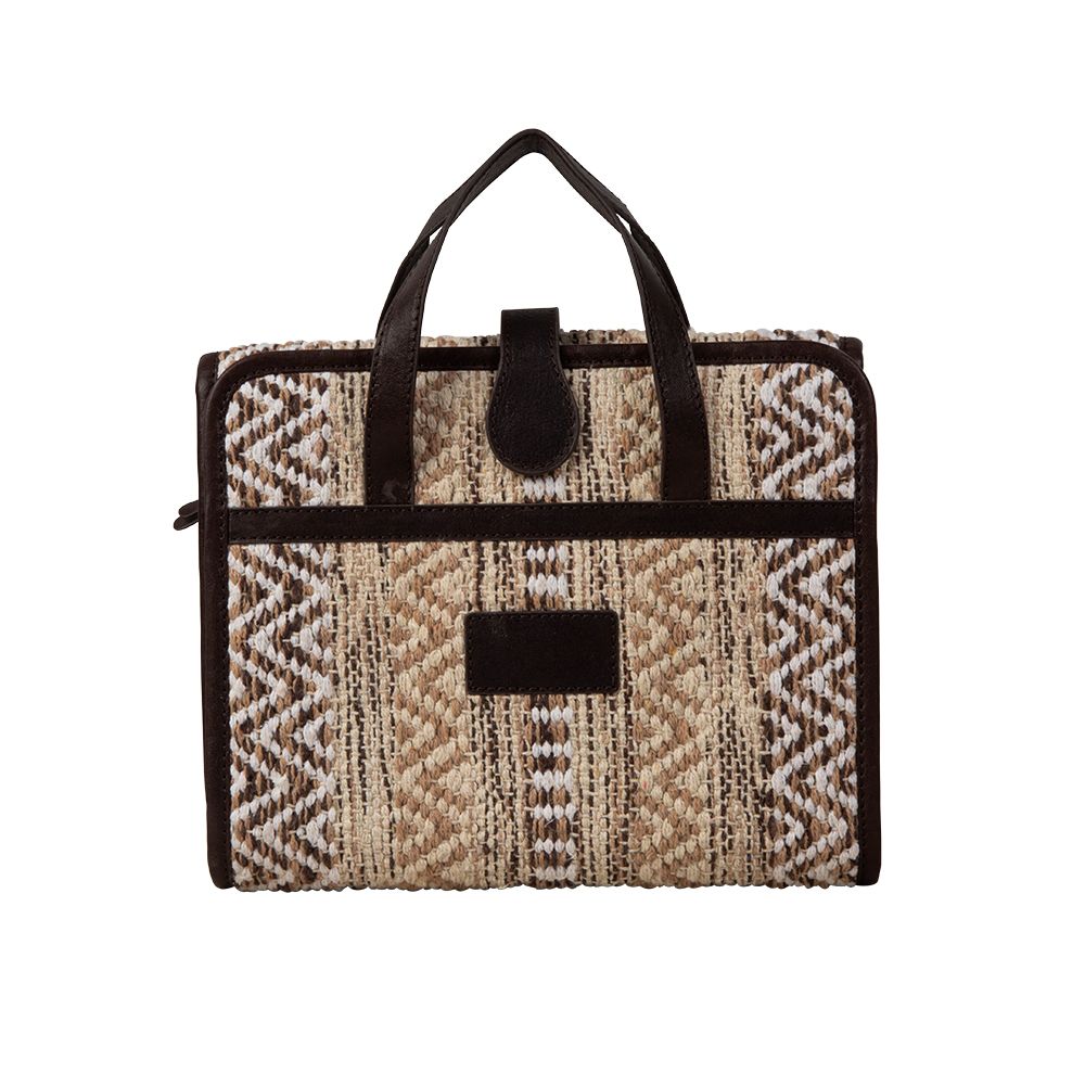 Myra-Cornflower Folding Travel Organizer- Brown & White