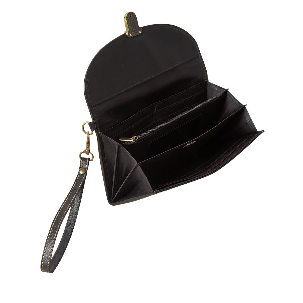 Myra- Estrella Wristlet Hairon Wallet- Black & White
