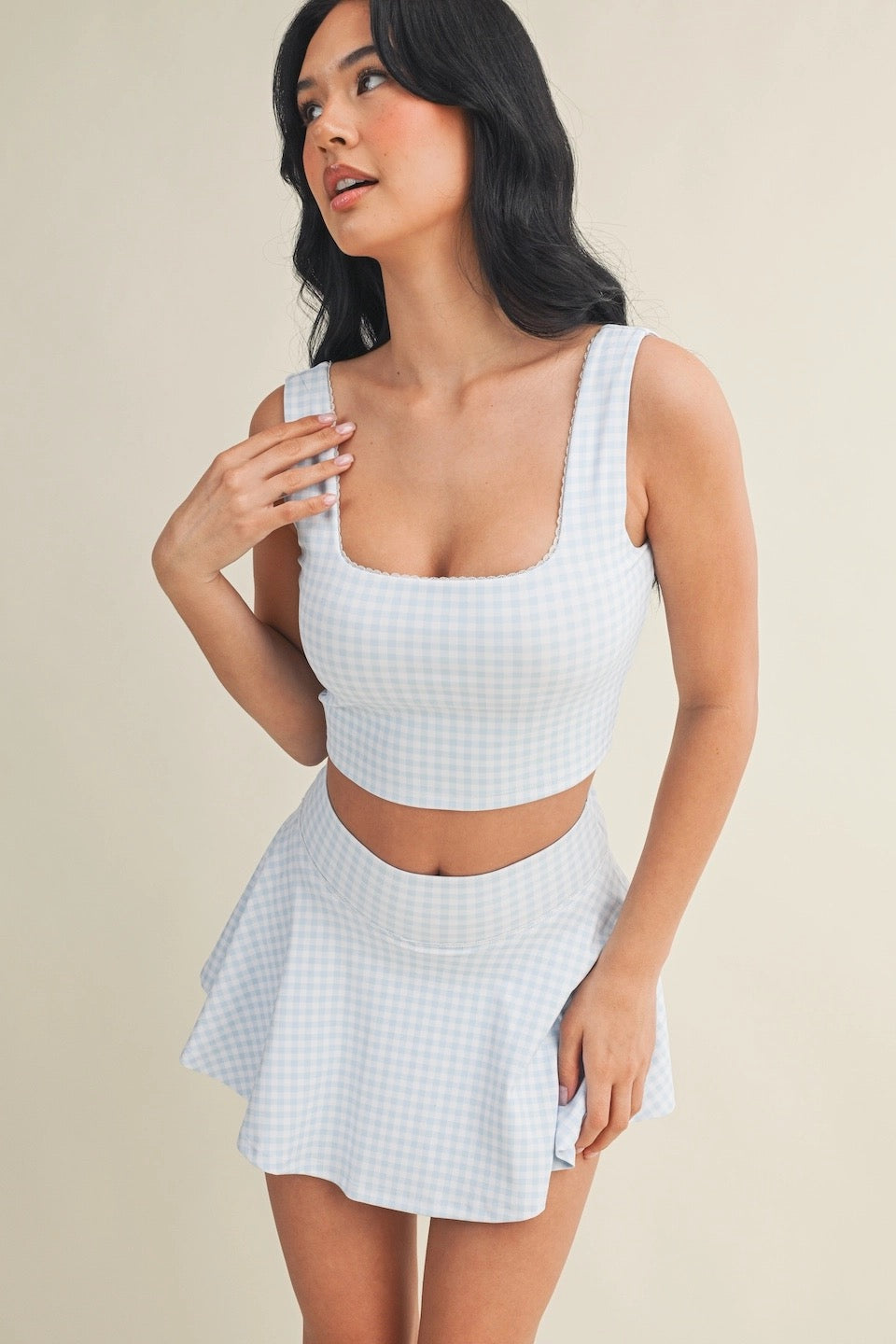 Gingham Print Crop Tank
