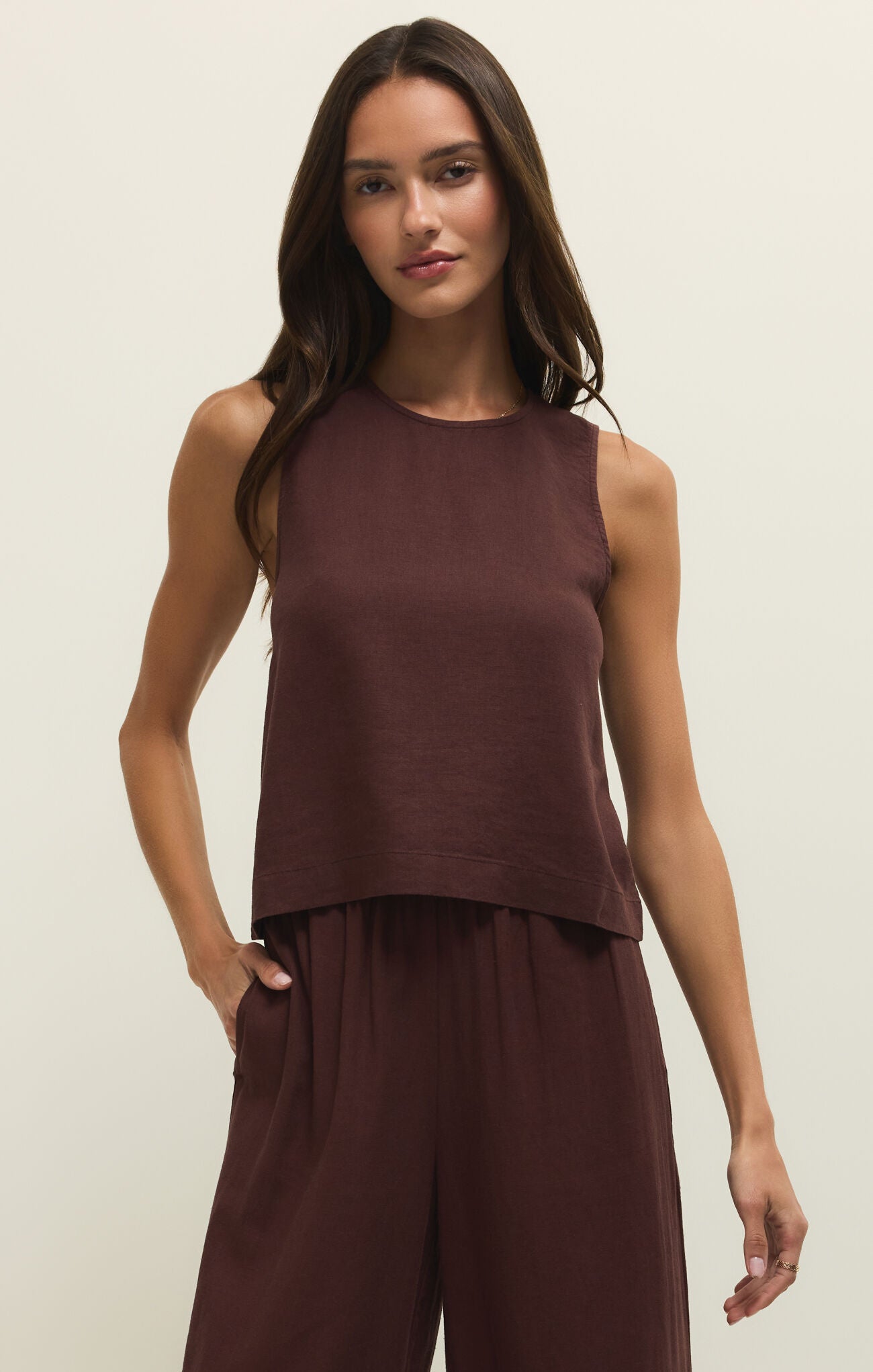 Sloane Linen Top Chocolate